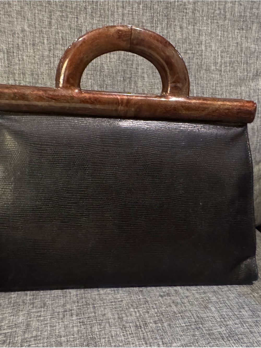 Adriana Caras Made in Italy Leather Frame Bag Tortoiseshell Top Handle